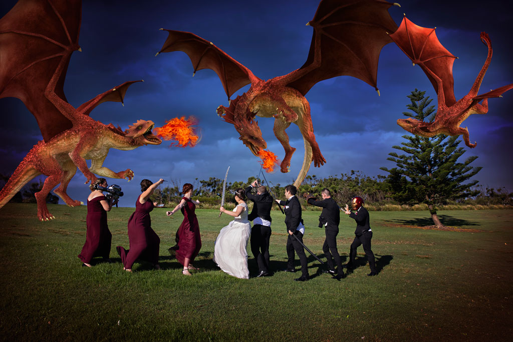 wedding photos with dragons