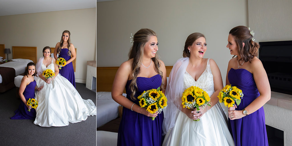 bride & bridesmaids purple dresses wedding 