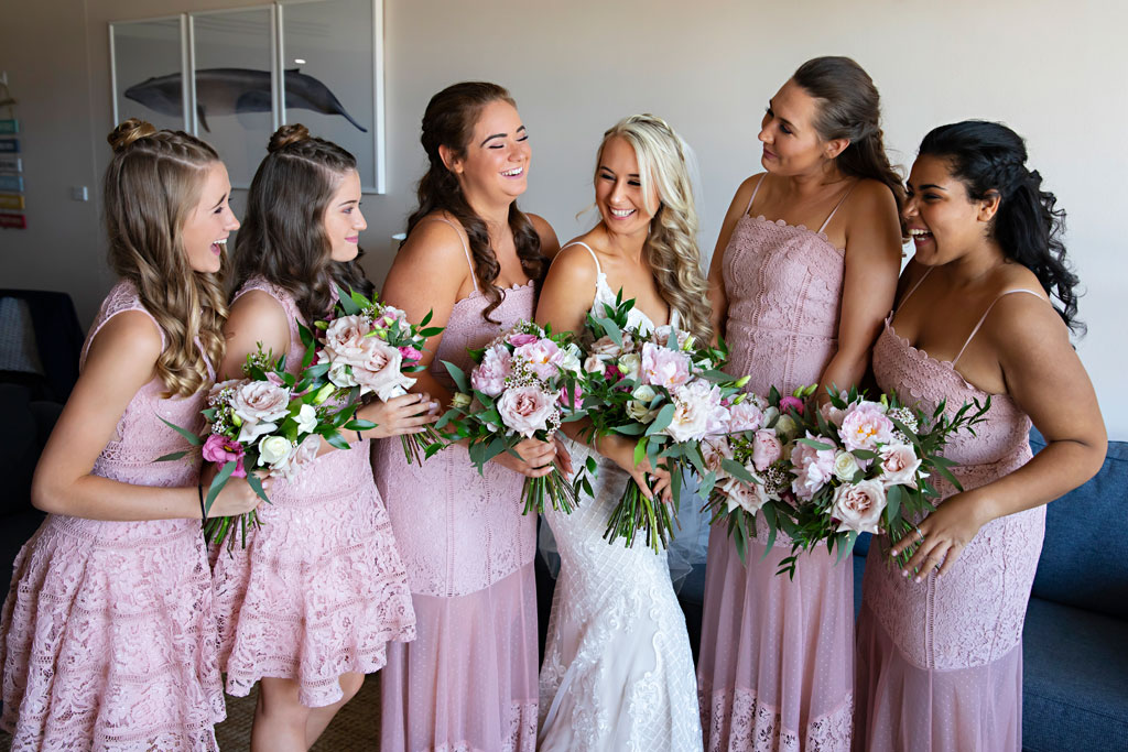 bride and bridesmaids nelson bay wedding photographer