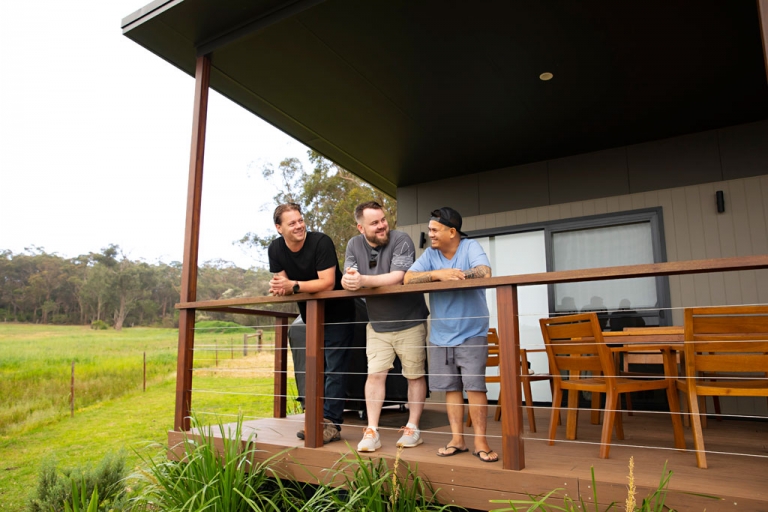 eco cabins boys getting ready