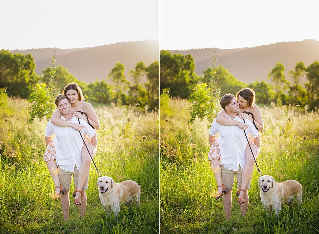 central coast engagement photos with puppy dog