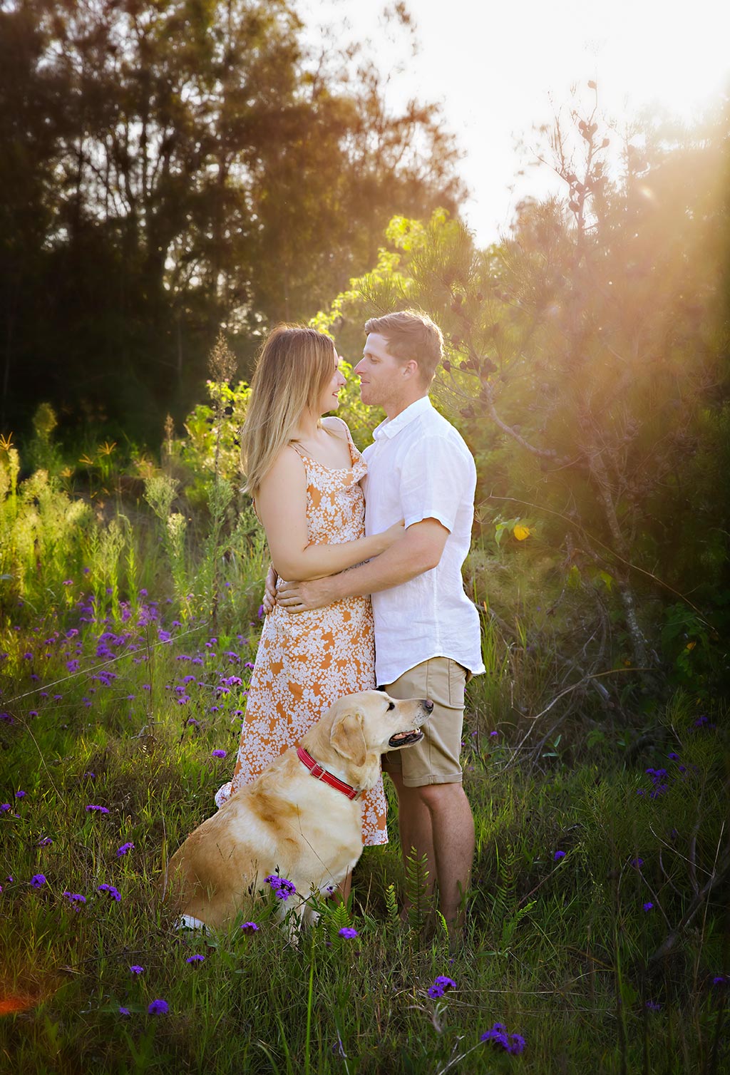 engagement shoot central coast with the dog