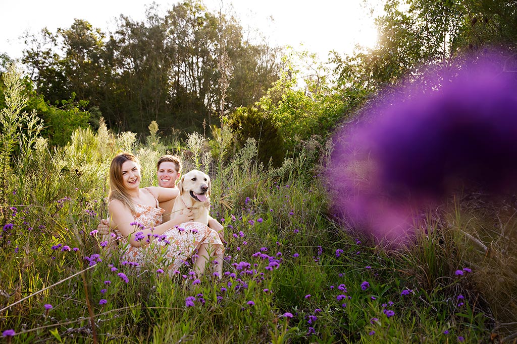 central coast engagement shoot with the dog