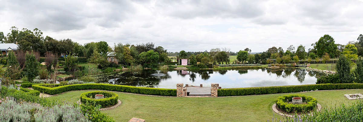 bath house garden view from wedding gazebo