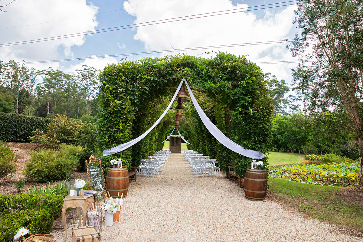 wedding arbour in summer fernbank farm