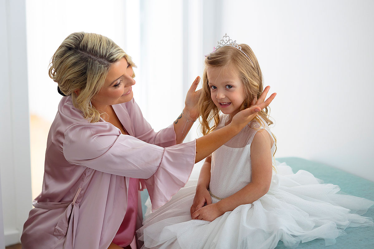 flower girl caves beach wedding