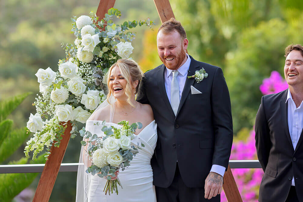 bride and groom at the alter wedding in terrigal