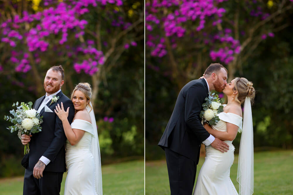 beautiful autumn colours with bride and groom at terrigal property