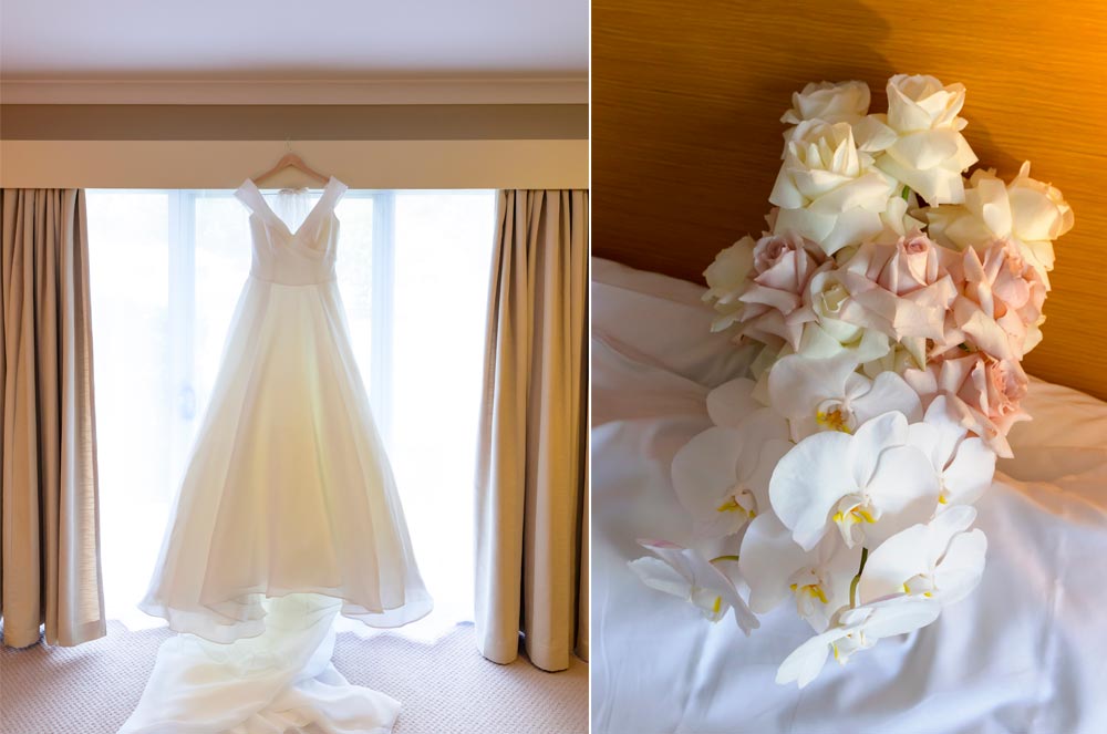 crown plaza wedding dress hanging in the hunter valley