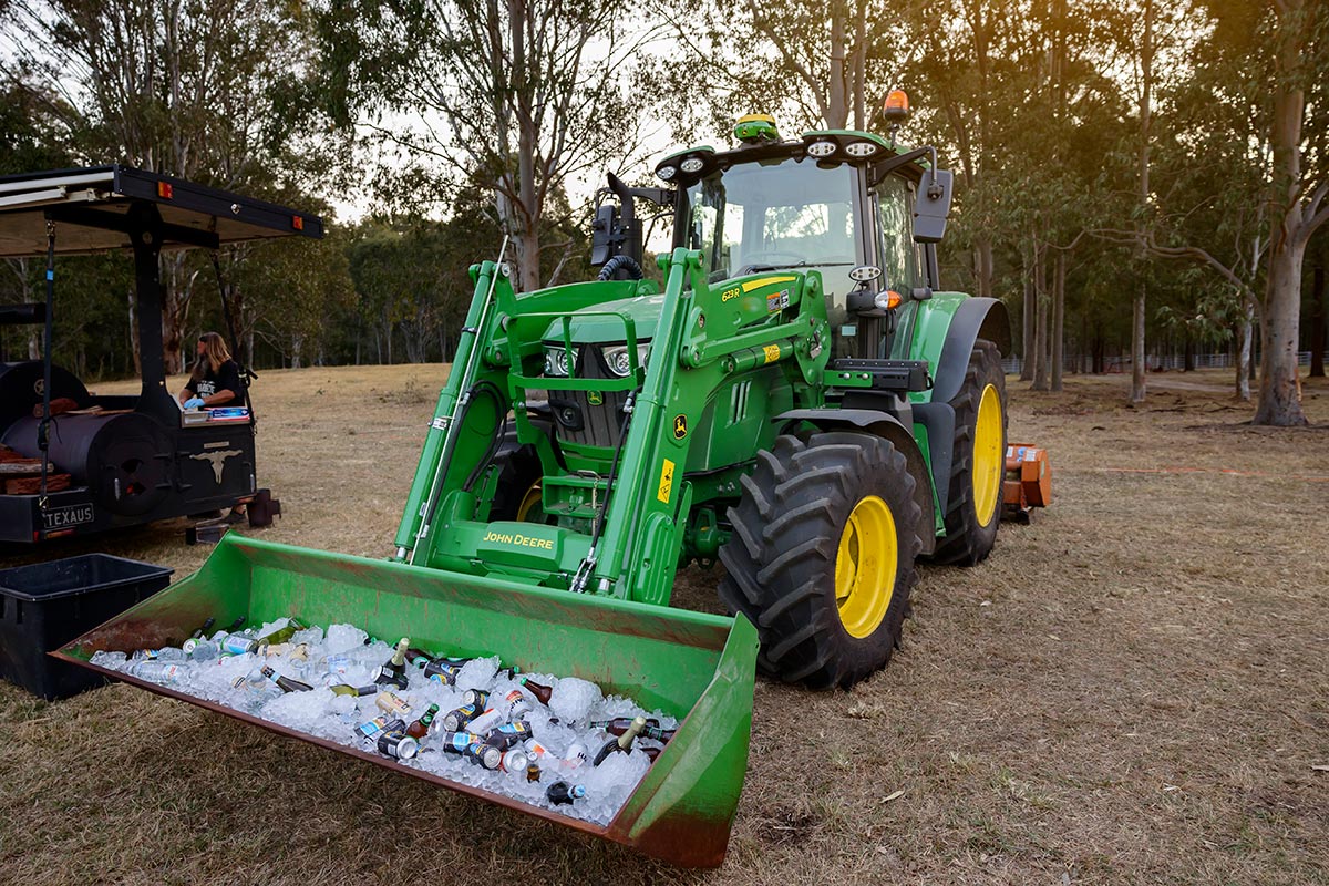 hunter valley tractor wedding drinks bar