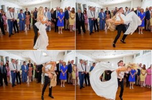 bridal waltz flipping bride at soliders beach surf club