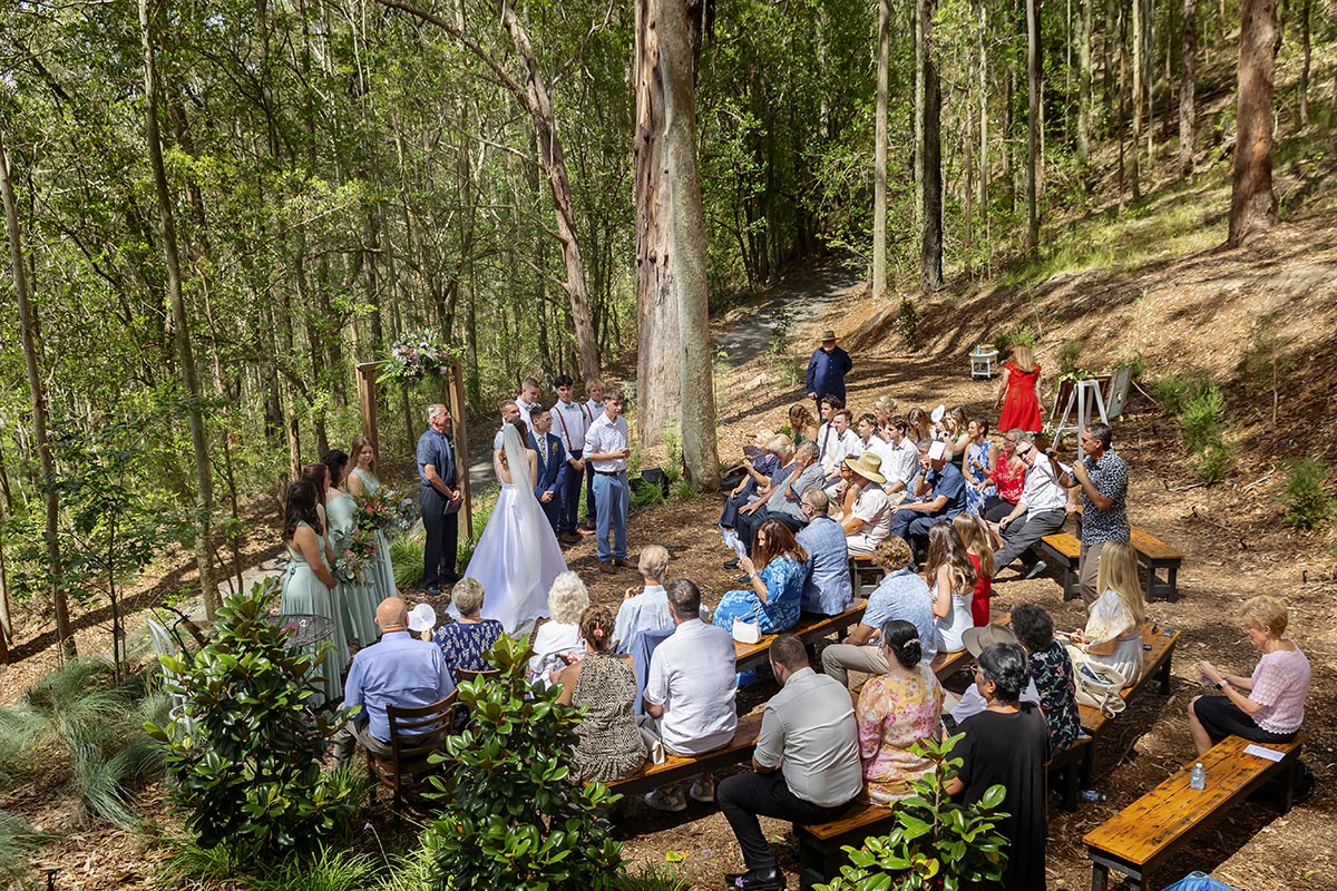 wedding ceremony in the trees at tijuanas wedding centre